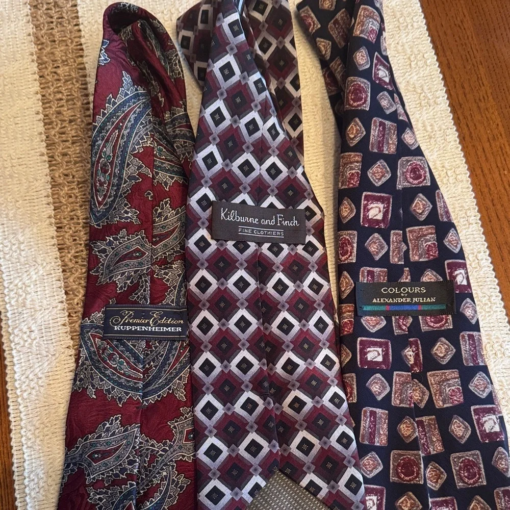 Men's Tie Lot - Burgundy, Black, Navy , Purple , Blue . Silk !